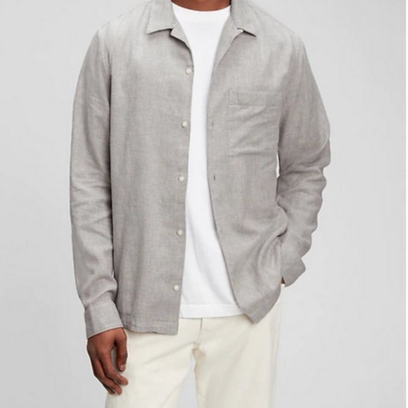 Gap NWT Standard Fit Gray Brushed Button Down Shirt Size Medium - Picture 3 of 9